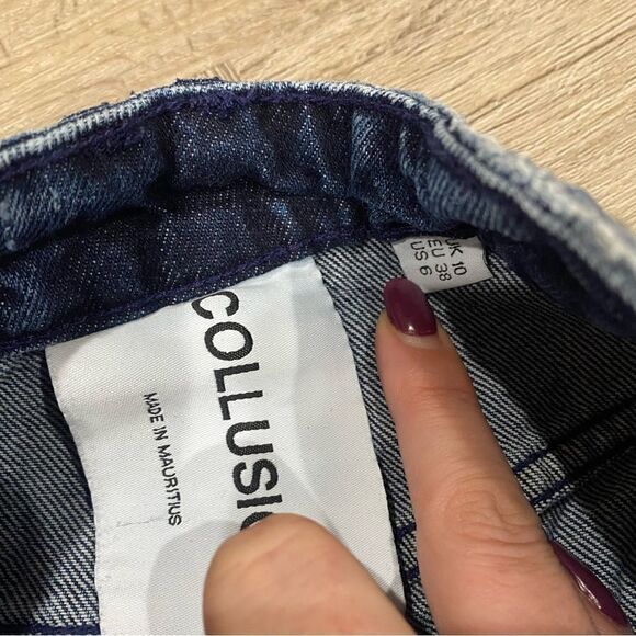 ASOS Collusion Denim Mini Skirt Size US 6 - Picture 3 of 8